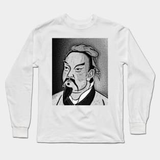 Sun Tzu Black And White Portrait | Sun Tzu Artwork 2 Long Sleeve T-Shirt